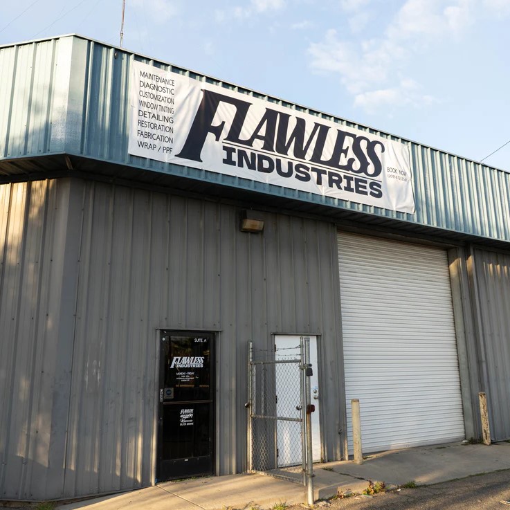 Flawless Industries auto repair shop exterior at 1300 N 9th St, Modesto CA - Trusted Subaru specialist and performance auto service